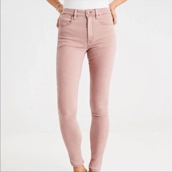 AMERICAN EAGLE Women’s Hi Rise Jegging 360 Super Stretch Light Mauve Pink Size 4 - Picture 1 of 15
